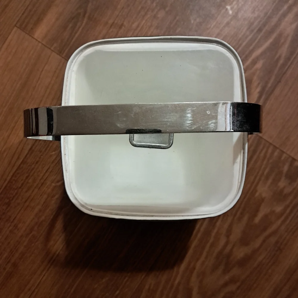 ELEGANT Vtg. 1950's Metallic Silver Rectangular ICE Bucket W/ LID